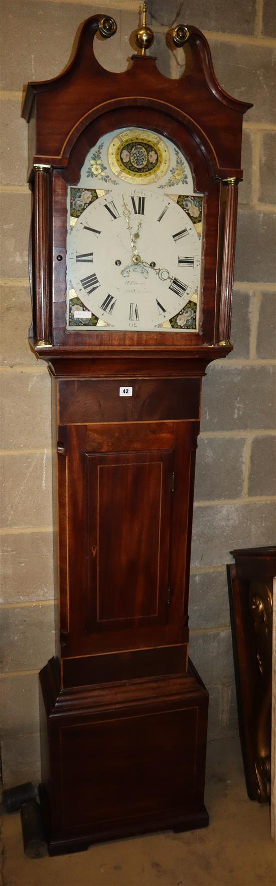 A George III mahogany eight day longcase clock, the painted dial marked H. Harris, H.204cm